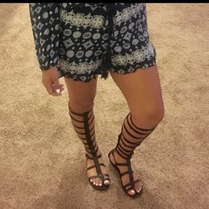 Tall Black boho gladiator sandals